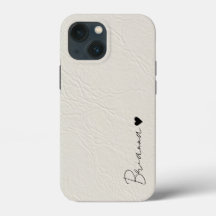 Leather texture ivory minimalistic heart script