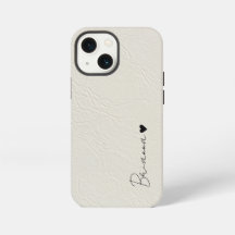 Leather texture ivory minimalistic heart script