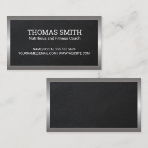 Leather Texture   Metal Border Business Card