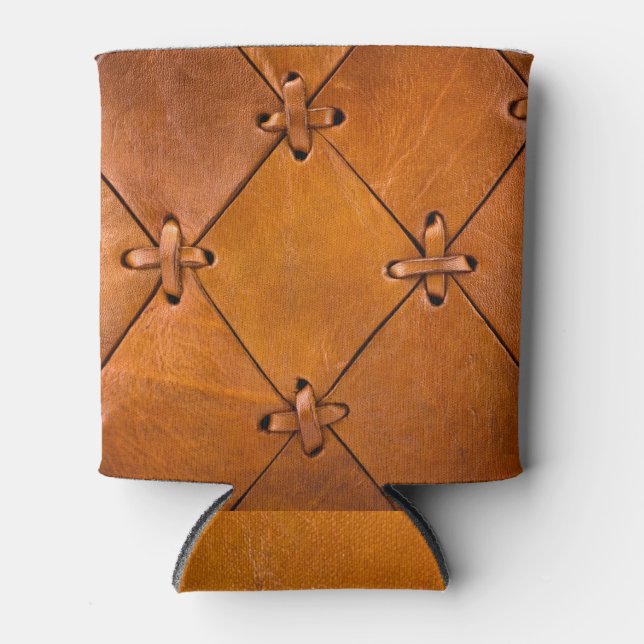 Leather texture, natural selvage detail. can cooler (Front)