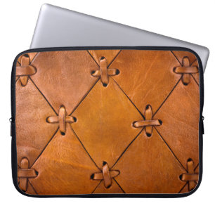 Leather texture, natural selvage detail. laptop sleeve