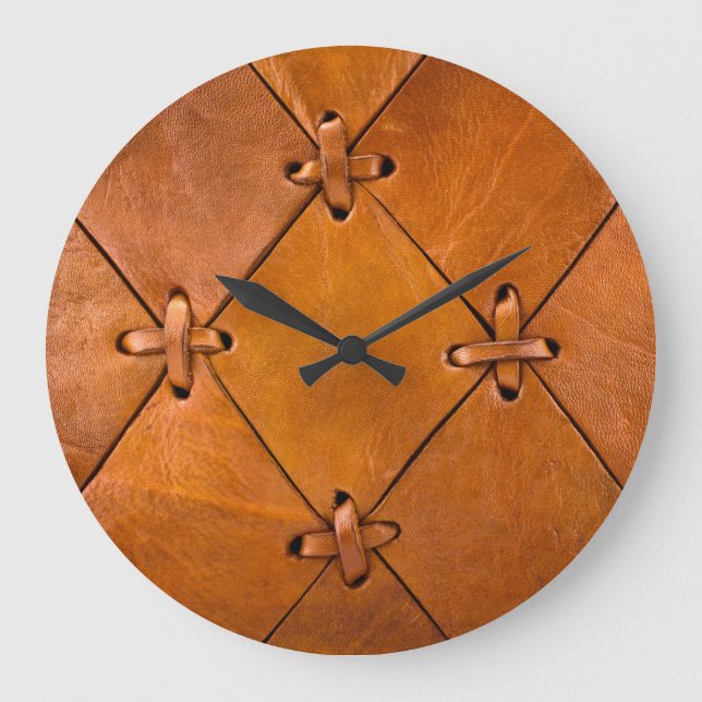 Leather texture, natural selvage detail. large clock (Front)