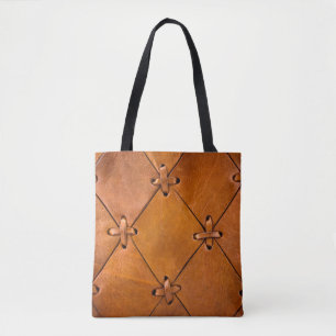 Leather texture, natural selvage detail. tote bag