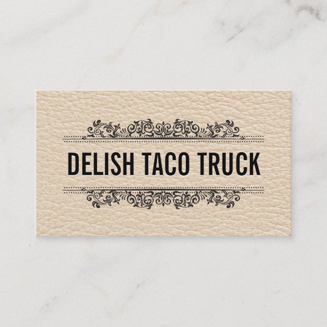 Leather Texture | Ornate Elements Business Card (Front)