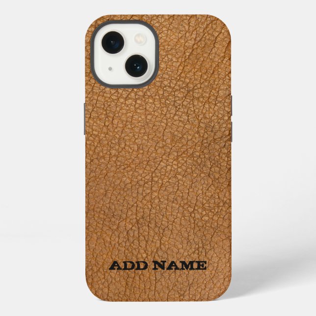Leather texture personalised  iPhone case (Back)