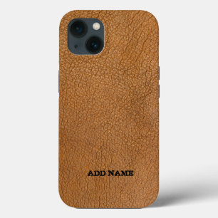 Leather texture personalised iPhone 13 case