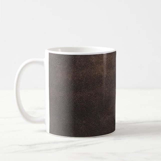 Leather texture scrapbooking brown coffee mug (Left)