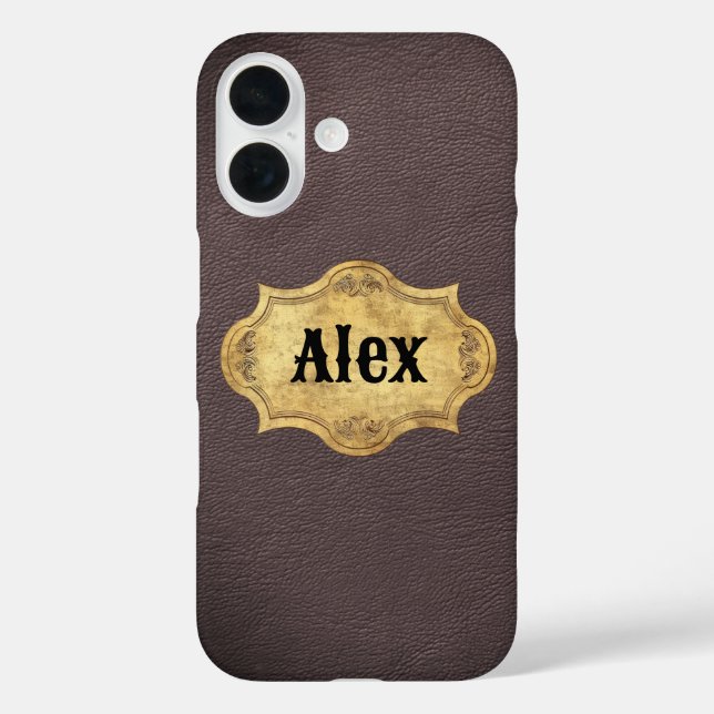 Leather Texture with Grunge Badge Case-Mate iPhone Case (Back)