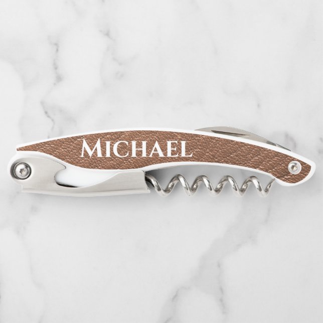 Leather texture with name in white corkscrew (Front)