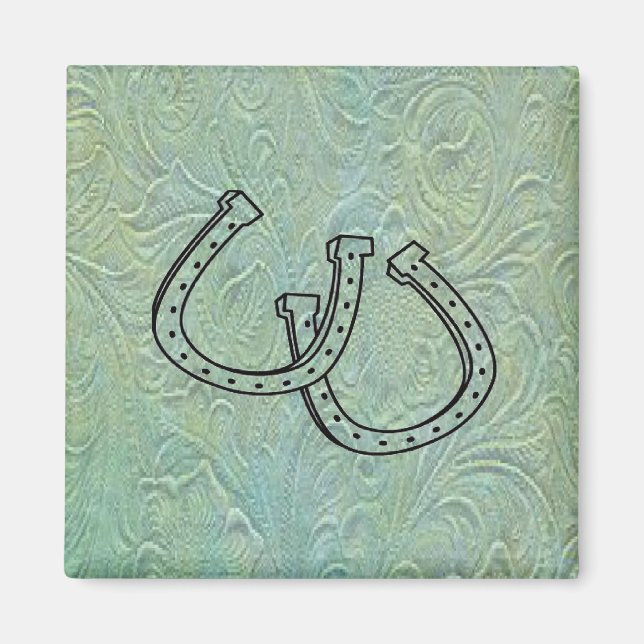 Leather Tool Print Design Horseshoes Fridge Magnet (Front)