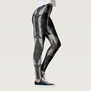 Leather Viking Armor Abstract Design, black Leggings