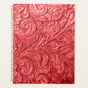 Leather Wallet Texture Red Embossed Planner