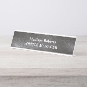 Leather wallpaper elegant modern desk name plate