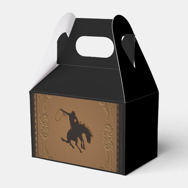 Leather Western Wild West Cowboy Birthday Party Favour Box (Front Side)