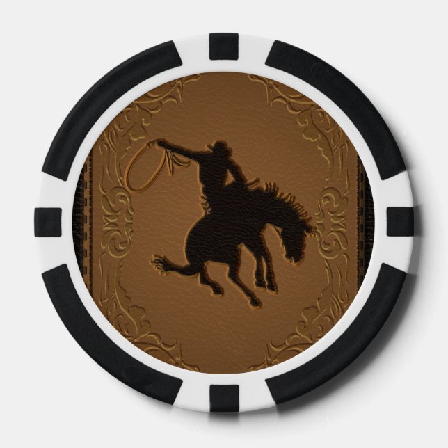 Leather Western Wild West Cowboy Rustic Country Poker Chips (Front)