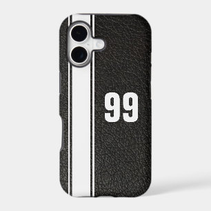 Leather & White Stripe Jersey Numbered iPhone Case