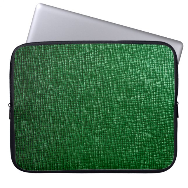 Leather with abstract pattern in green colour. Abs Laptop Sleeve (Front)