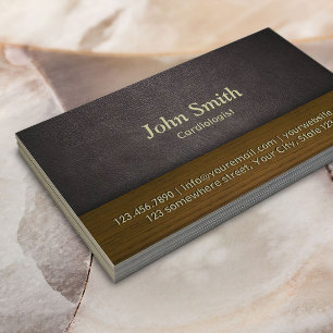 Leather & Wood Cardiologist Business Card