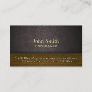 Leather & Wood Financial Advisor Business Card