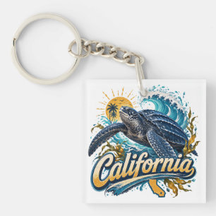 Leatherback Turtle California Coastal Art Key Ring