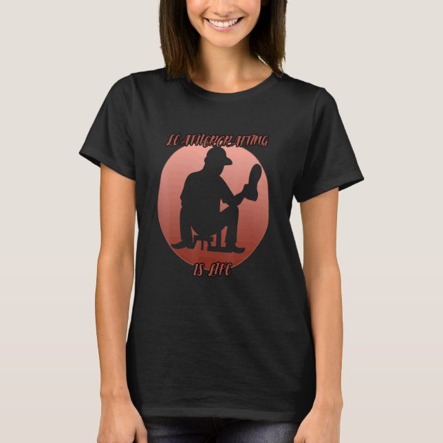 Leathercrafting Shadow In A Red Circle T-Shirt (Front)