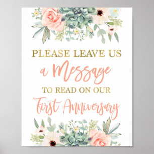 Leave a message wedding succulents sign