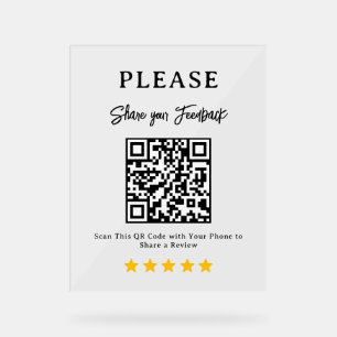 Leave a Review QR Code Business Display Sign