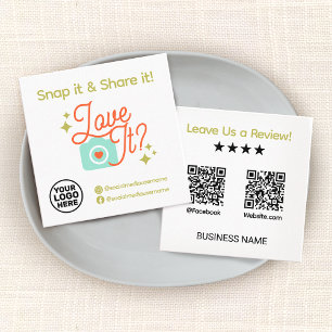 Leave a Review, Snap and Share Square Business Card