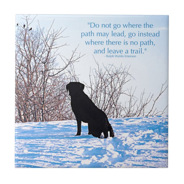 Leave a Trail - Inspirational Quote - Black Lab Tile (Front)