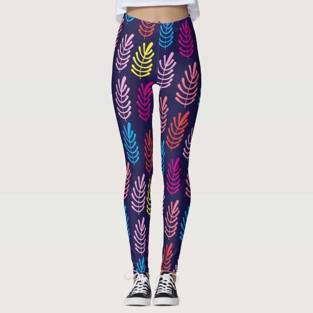 Leave Art Pattern Leggings (Front)