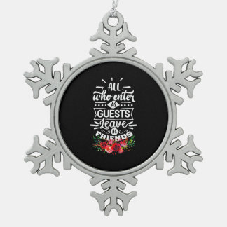 Leave As Friends Snowflake Pewter Christmas Ornament