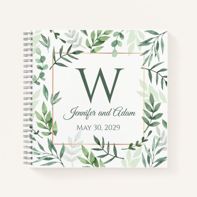 Leave Design Leaf Garden Initial Wedding Notebook (Front)