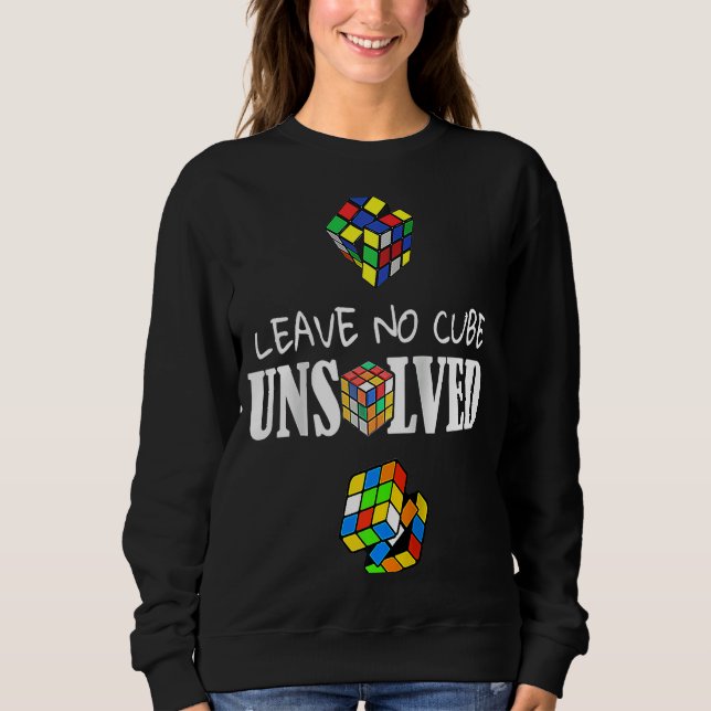 Leave No Cube Unsolved Speed Cubing Math Raglan Sweatshirt (Front)