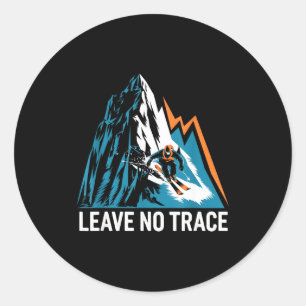 Leave no trace alpine skiing enthusiast classic round sticker