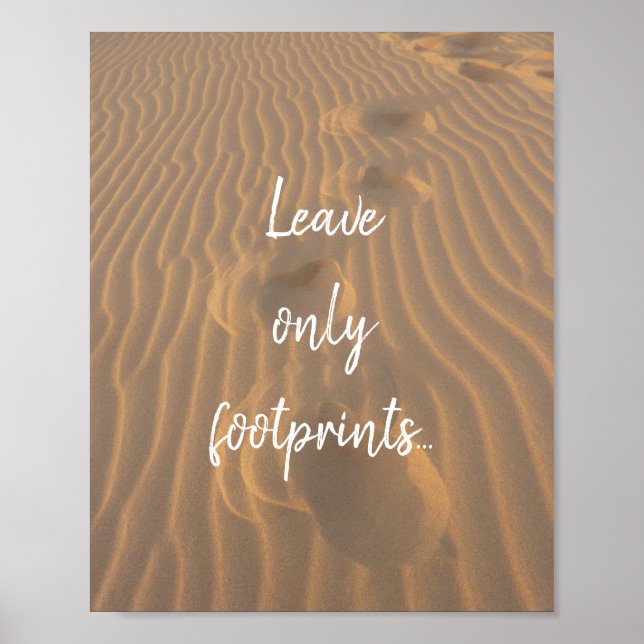 Leave Only Footprints Sandy Beach Quote Poster (Front)