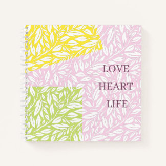 Leave pattern transparent artwork with colour bloc notebook