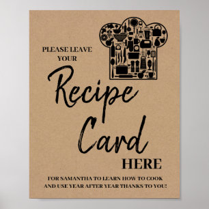 Leave recipe card here bridal shower sign