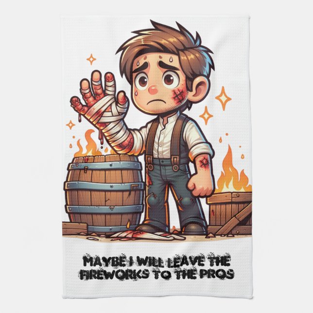 Leave the fireworks to the Pros! Tea Towel (Vertical)