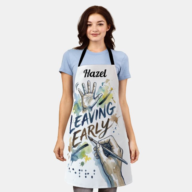 Leave The Office Early – Unique Creative Chef Gift Apron (Worn)