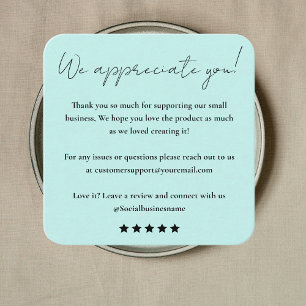 Leave Us A Review Customer Feedback Thank You Square Business Card