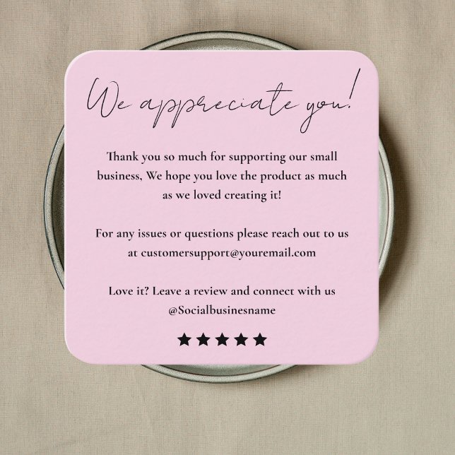Leave Us A Review | Customer Feedback | Thank You Square Business Card (Creator Uploaded)