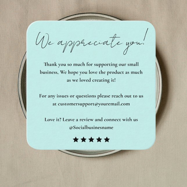 Leave Us A Review | Customer Feedback | Thank You Square Business Card (Creator Uploaded)