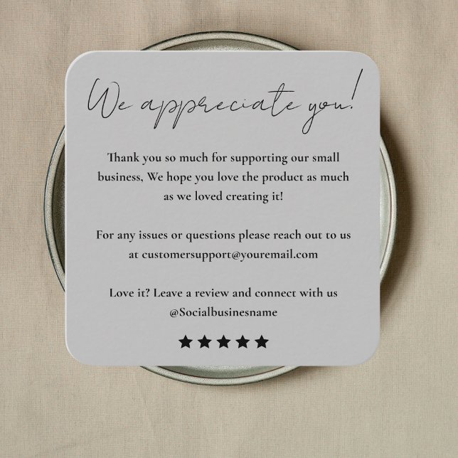 Leave Us A Review | Customer Feedback | Thank You Square Business Card (Creator Uploaded)