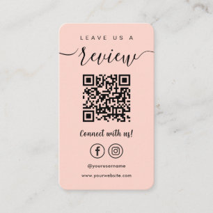 Leave Us A Review Facebook Instagram Blush Pink Business Card