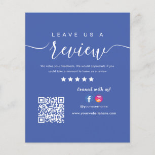 Leave Us A Review Facebook Instagram QR Code Blue Flyer