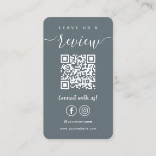 Leave Us A Review Facebook Instagram Qr Code Navy Business Card