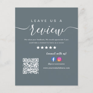 Leave Us A Review Facebook Instagram QR Code Navy Flyer