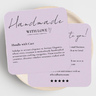 Leave Us A Review Handmade With Love Purple Square Business Card