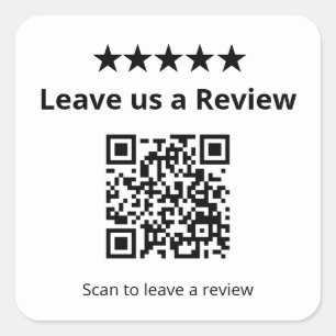 Leave Us a Review QR Code   Customer Review  Square Sticker