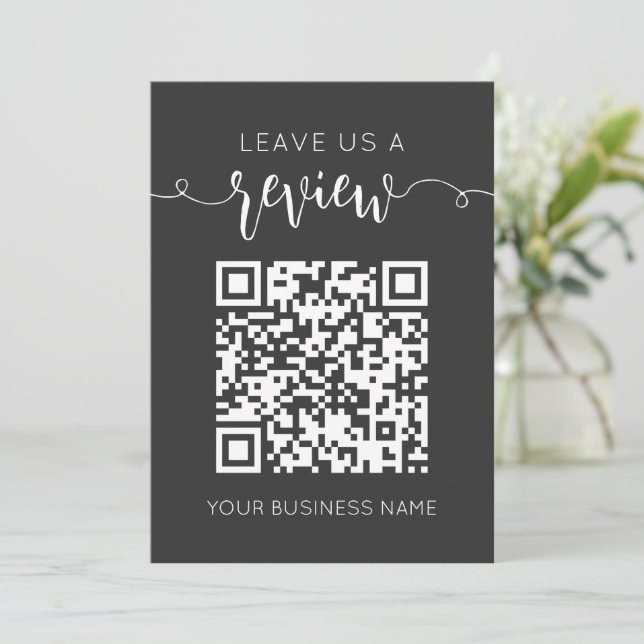 Leave Us A Review Qr Code Grey Chic Modern Minimal (Standing Front)